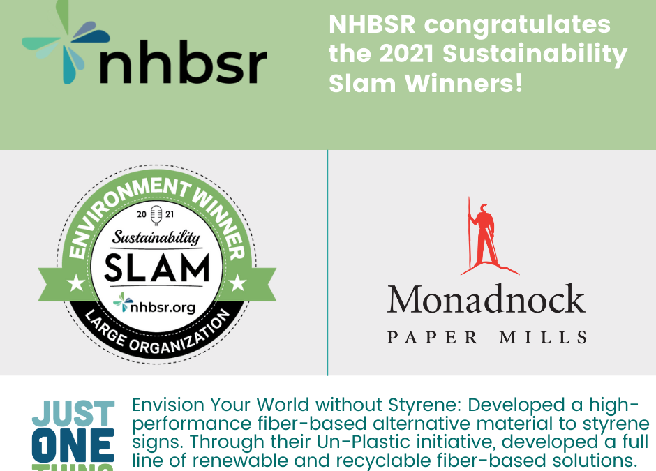 Monadnock Paper Mills Winner of NHBSR 2021 Sustainability Slam