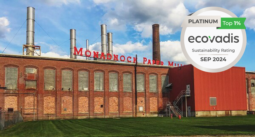 Monadnock Paper Mills Earns Platinum Rating in EcoVadis Corporate Social Responsibility Assessment, Joining Top 1% of Global Sustainability Leaders